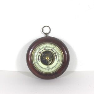 Vintage German Barometer for on the Wall, Made of Wood, Brass and Glass